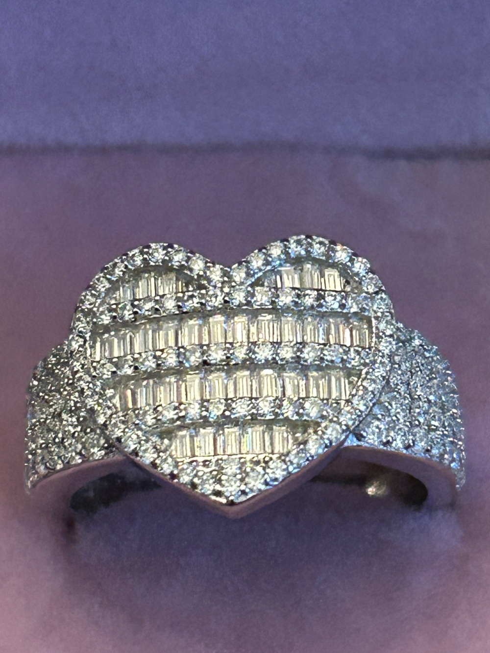 Stunning & Romantic 3.00CTW Moissanite Heart Ring w/Pave & Baguette Gems 💎 Sz 8 - Picture 12 of 14